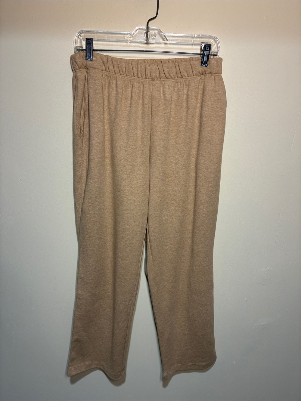 Lands' End Neutral Camel Pull-On Wide-Leg Joggers